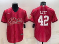 Men's San Francisco 49ers Ronnie Lott #42 Red Player Jerseys Joint Edition