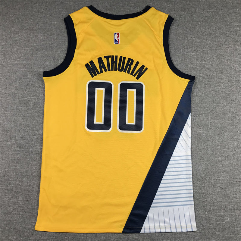 Men's Indiana Pacers Bennedict Mathurin #00 Yellow 2022/23 Swingman Jerseys - Statement Edition