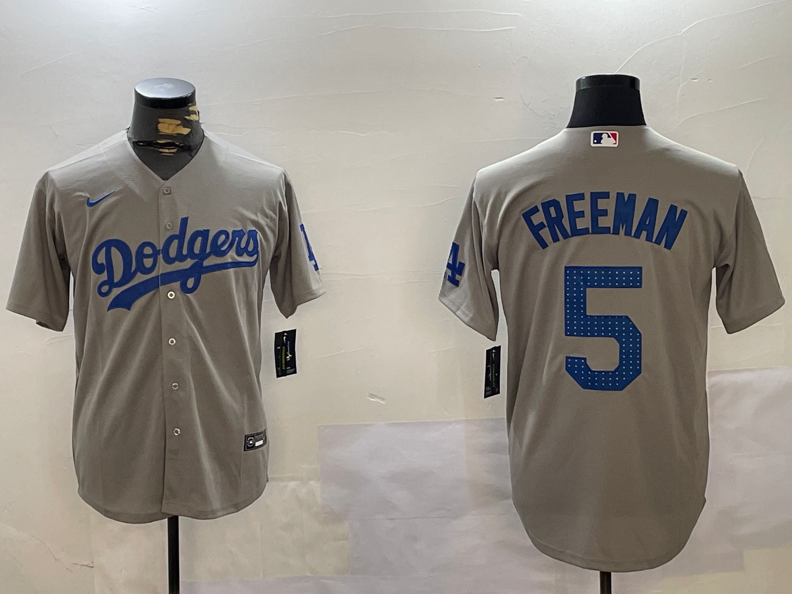 Men's Los Angeles Dodgers Freddie Freeman #5 Gray Player Game Jerseys