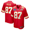Men's Kansas City Chiefs Travis Kelce #87 Red Super Bowl LVII Patch Game Jerseys
