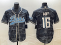 Men's Detroit Lions Jared Goff #16 Grey Camouflage Game Jerseys Joint Edition