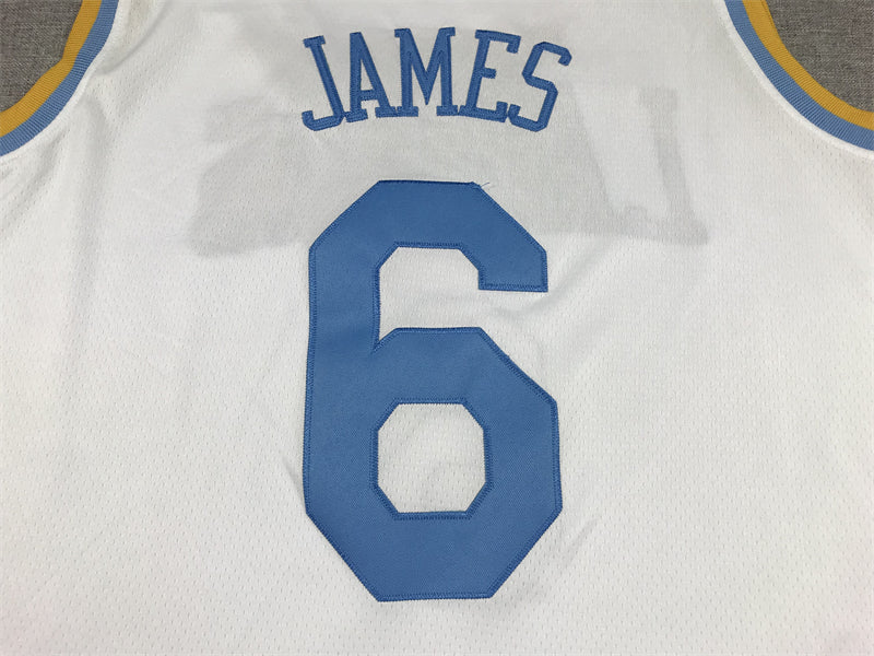 Men's Los Angeles Lakers LeBron James #6 White 2022/23 Swingman Jerseys - Classic Edition