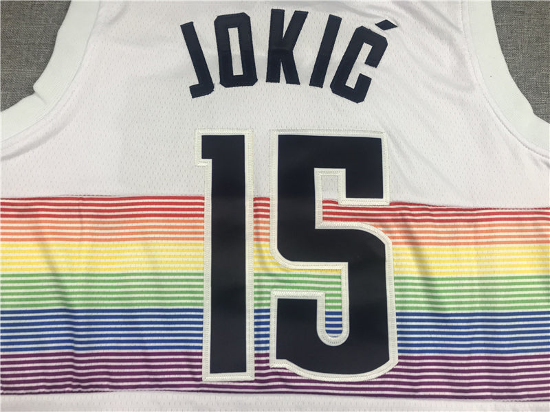 Men's Denver Nuggets Nikola Jokic #15 NBA White Swingman Jerseys - Reward version