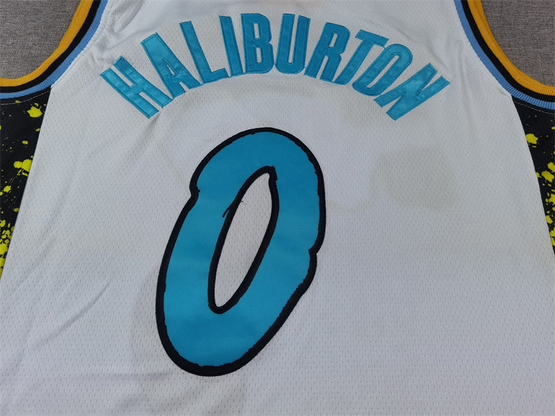 Men's Indiana Pacers Tyrese Haliburton #0 White 2024/25 Swingman Player Jerseys - City Edition