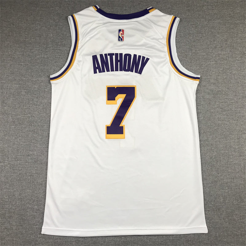 Men's Los Angeles Lakers Carmelo Anthony #7 White Fast Break Replica Jerseys