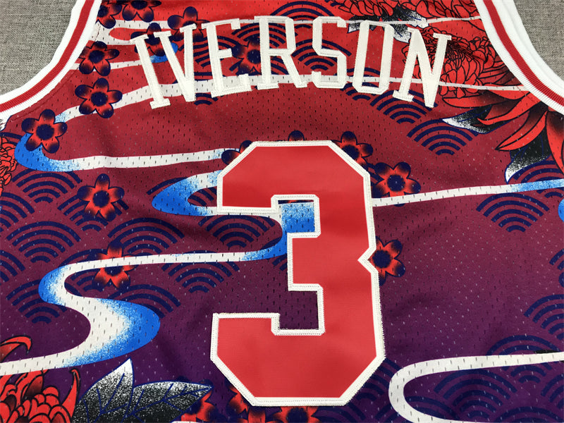Men's Philadelphia 76ers Allen Iverson #3 Year of Rabbit Edition Hardwood Classics Swingman Jerseys