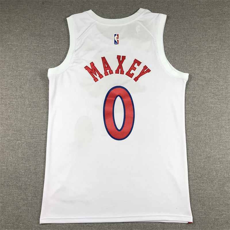 Men's Philadelphia 76ers Tyrese Maxey #0 White 2022/23 Swingman Jerseys - City Edition