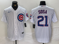 Men's Chicago Cubs Sammy Sosa #21 White Replica Baseball Jerseys