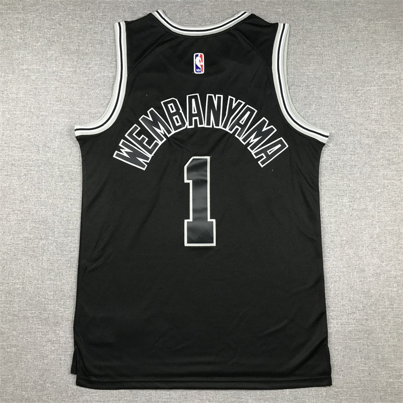 Men's San Antonio Spurs Victor Wembanyama #1 Black 2022/23 Swingman Jerseys - Classic Edition