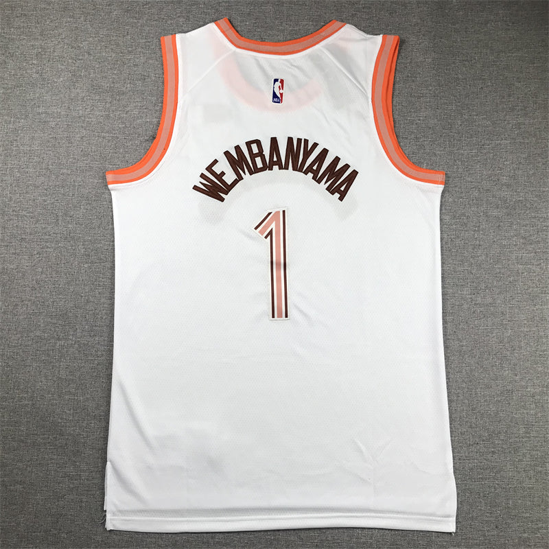 Men's San Antonio Spurs Victor Wembanyama #1 White 2023/24 Swingman Jerseys - City Edition
