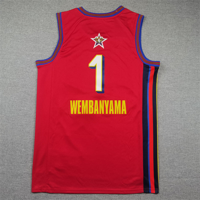 Men's San Antonio Spurs Victor Wembanyama #1 Red 2025 NBA All-Star Game Swingman Player Jerseys