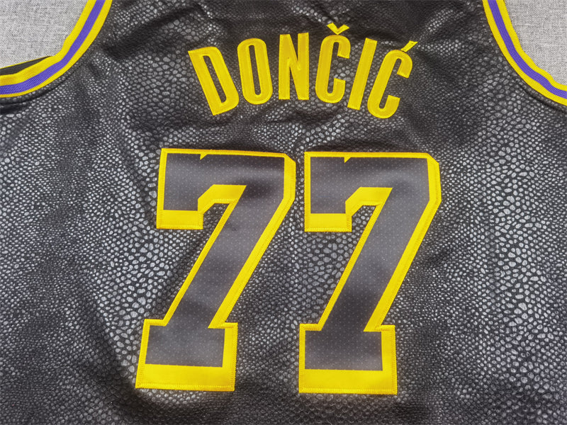 Men's Los Angeles Lakers Luka Doncic #77 Black Swingman Jerseys