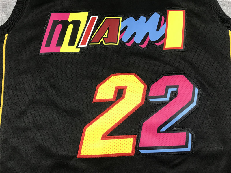Men's Miami Heat Jimmy Butler #22 Black Swingman Player Jerseys - City Edition