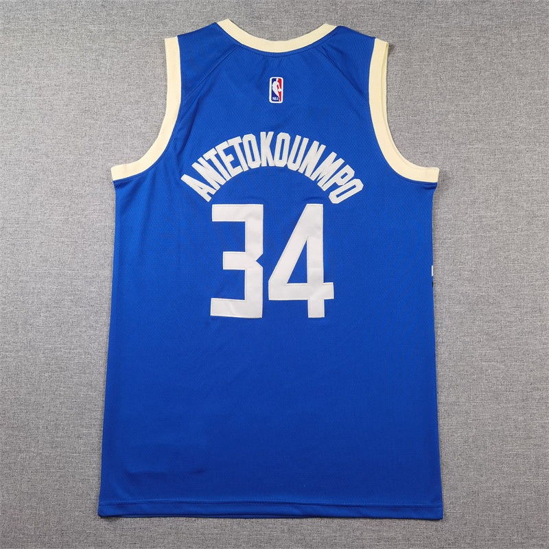 Men's Milwaukee Bucks Giannis Antetokounmpo #34 Royal 2024/25 Swingman Player Jerseys - City Edition