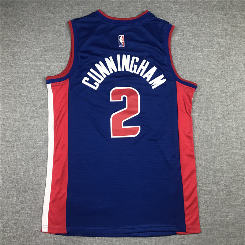 Men's Detroit Pistons Cade Cunningham #2 Blue 2021 Fast Break Replica Jerseys