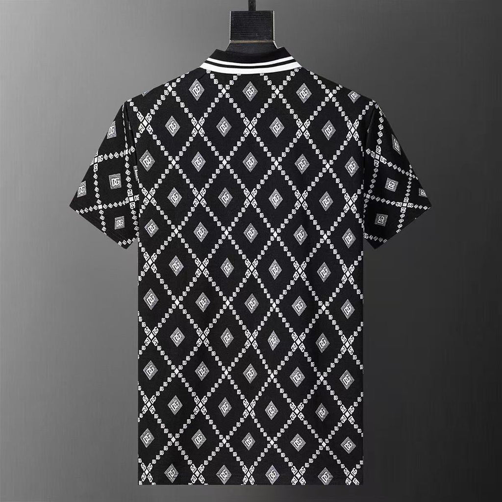 Dolce & Gabbana DG Black & White Bandana Print Short-Sleeve Shirt