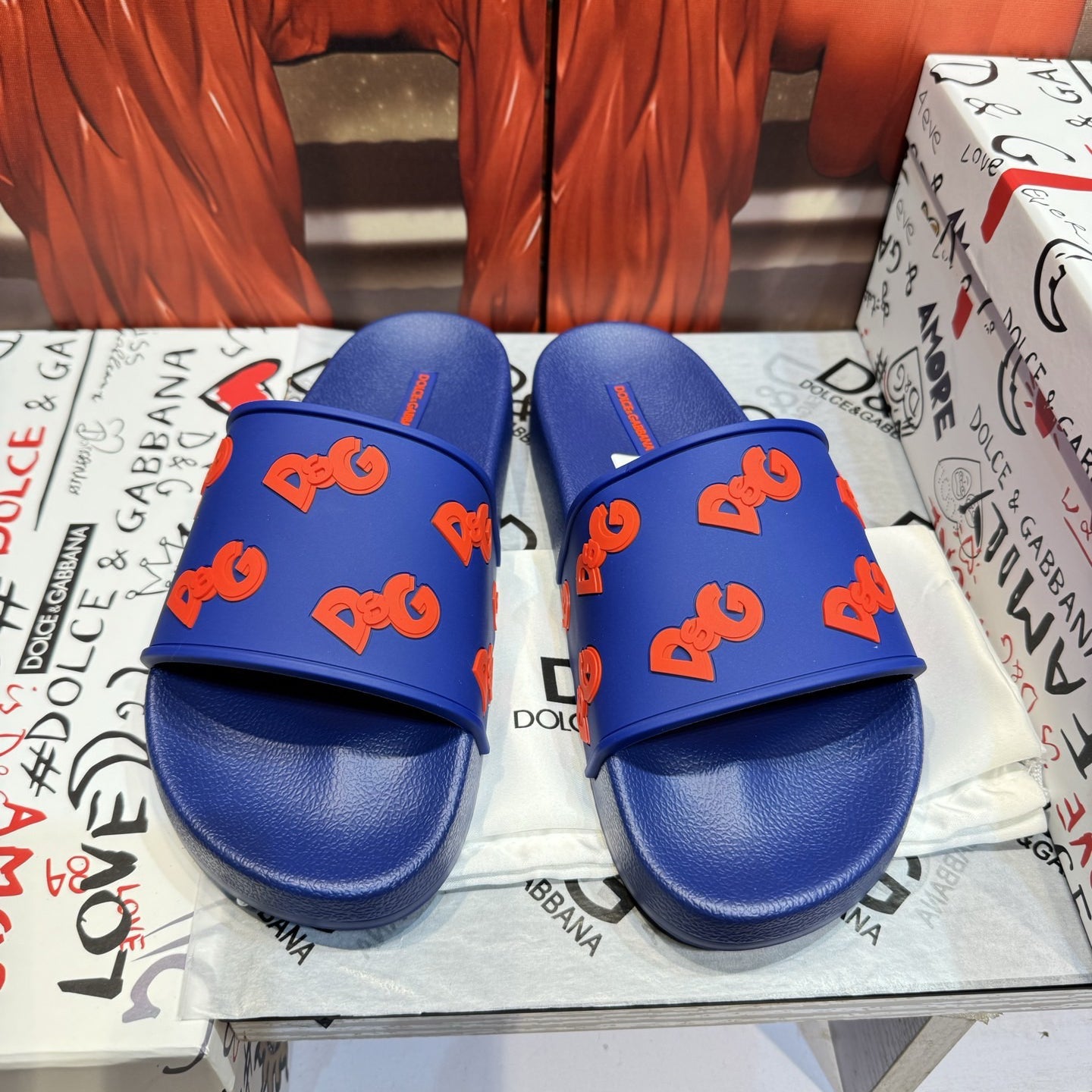 Dolce & Gabbana D&G Logo Print Slide Sandals – Unisex Couple's Summer Slippers