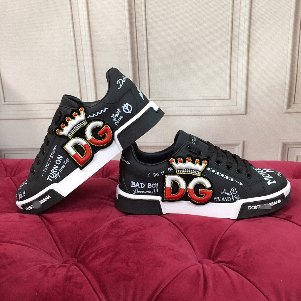 Dolce & Gabbana Portofino Graffiti Sneakers – Unisex Couple's Luxury Casual Shoes