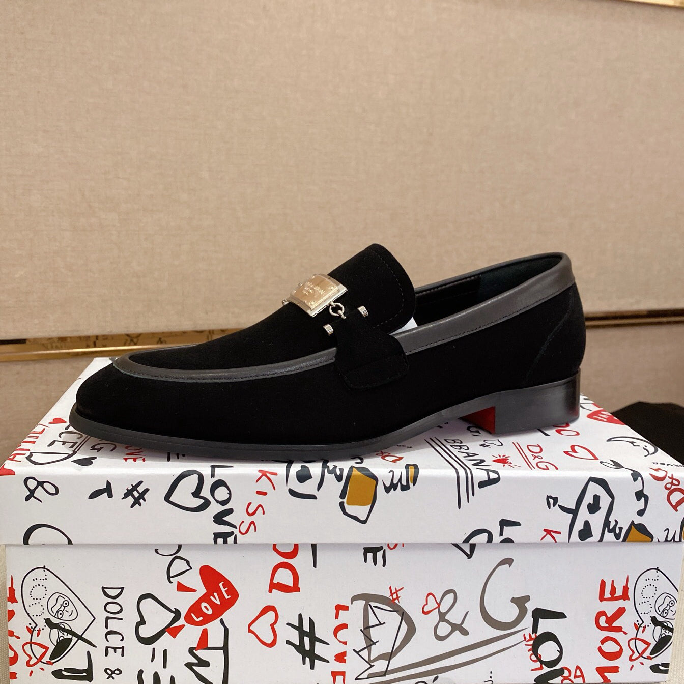 Dolce & Gabbana DG Logo Black Suede Loafers | Men's Luxury Slip-On Dress Shoes