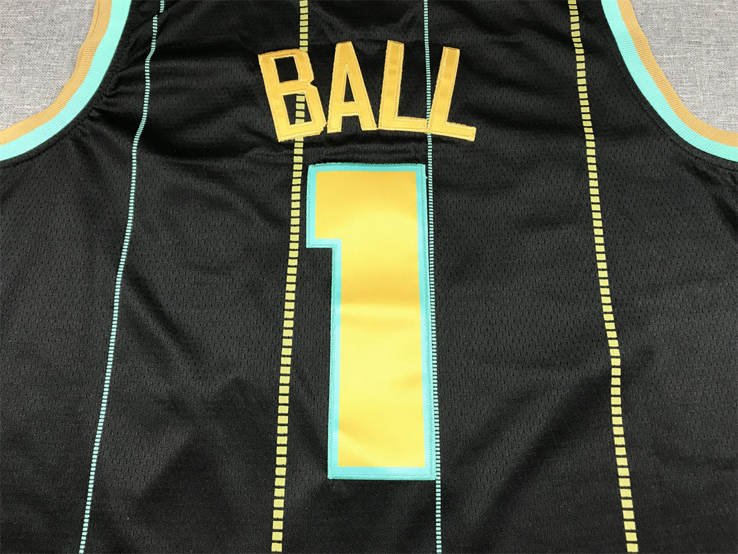 Men's Charlotte Hornets LaMelo Ball #1 Black 2022/23 Swingman Jerseys - City Edition