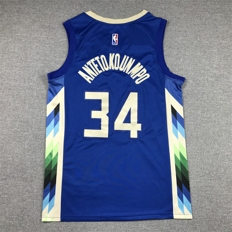 Men's Milwaukee Bucks Giannis Antetokounmpo #34 Royal 2022/23 Swingman Jerseys - City Edition