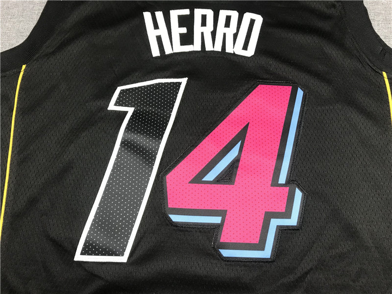 Men's Miami Heat Tyler Herro #14 Black Swingman Player Jerseys - City Edition