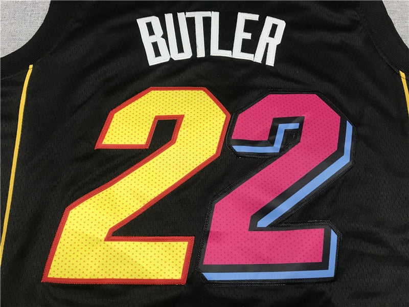 Men's Miami Heat Jimmy Butler #22 Black Swingman Player Jerseys - City Edition