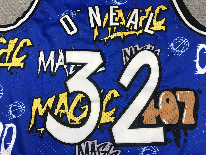 Men's Orlando Magic Shaquille O'Neal #32 Blue Swingman Graffiti Edition Jerseys
