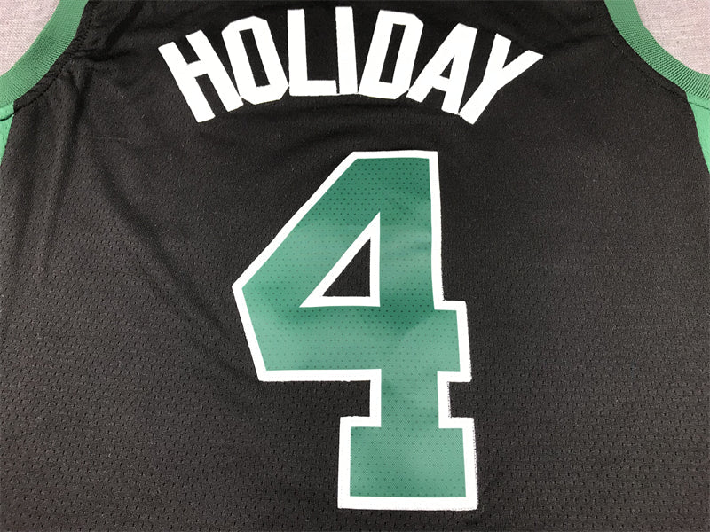 Men's Boston Celtics Jrue Holiday #4 Black Swingman Jerseys - Statement Edition