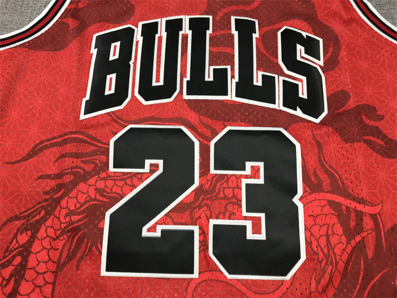 Men's Chicago Bulls Michael Jordan #23 Red Year of Dragon Edition Swingman Jerseys