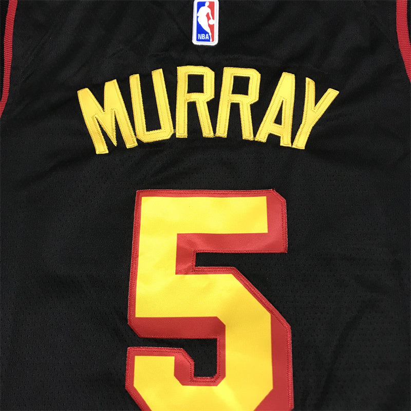 Men's Atlanta Hawks Dejounte Murray #5 Black Swingman Jerseys - Statement Edition