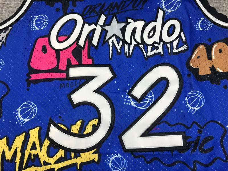 Men's Orlando Magic Shaquille O'Neal #32 Blue Swingman Graffiti Edition Jerseys