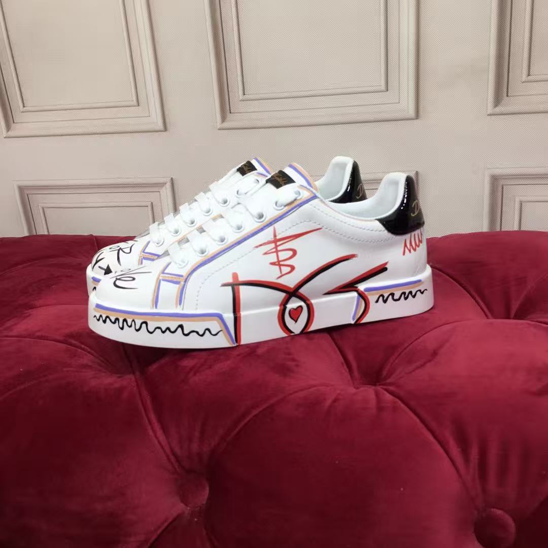 Dolce & Gabbana Portofino Graffiti Sneakers – Unisex Couple's Luxury Casual Shoes