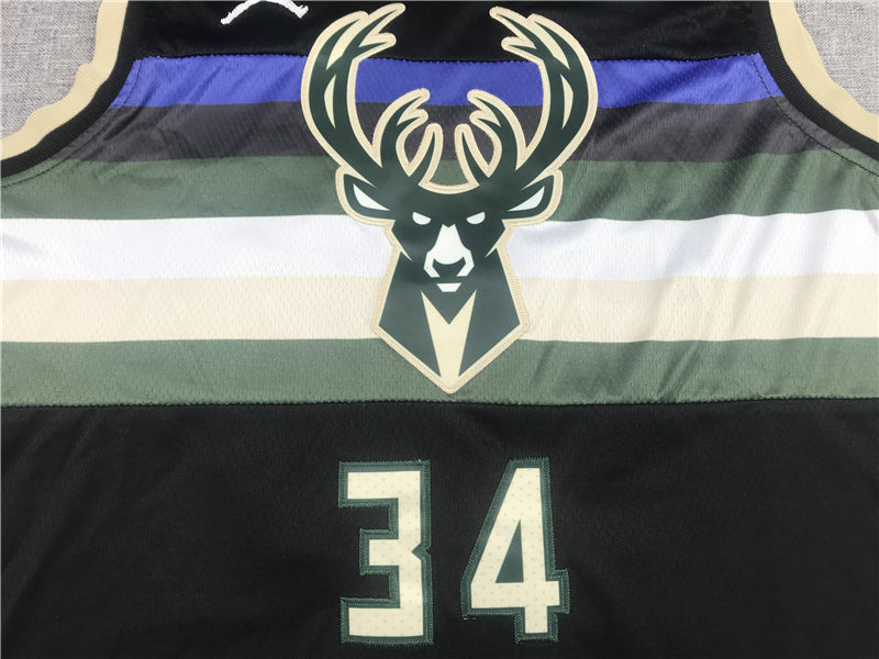 Men's Milwaukee Bucks Giannis Antetokounmpo #34 Black Replica Player Jerseys