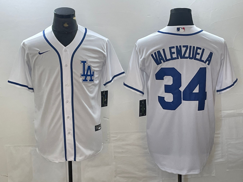 Men's Los Angeles Dodgers Fernando Valenzuela #34 White Limited Player Jerseys