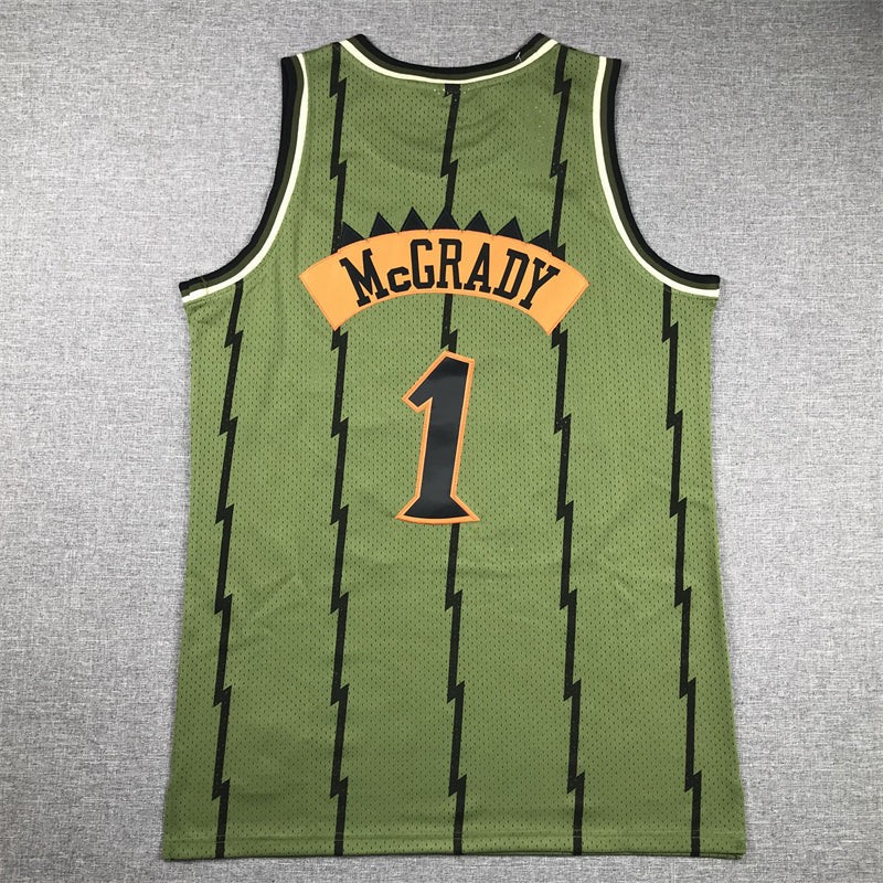 Men's Toronto Raptors Tracy McGrady #1 Army Green 1998-99 Hardwood Classics Swingman Jerseys
