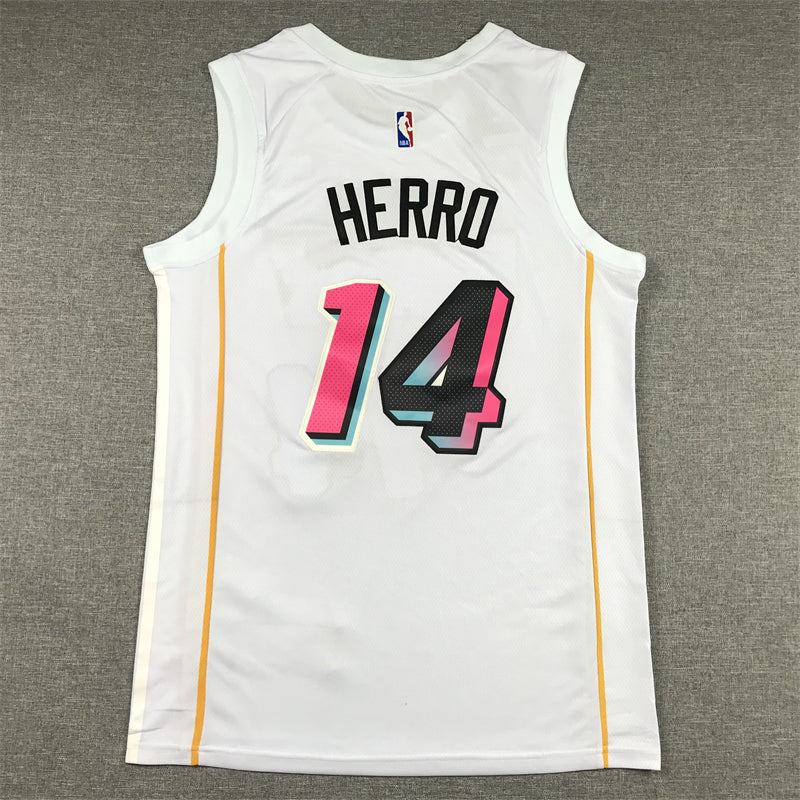 Men's Miami Heat Tyler Herro #14 White 2022/23 Fastbreak Jerseys - City Edition