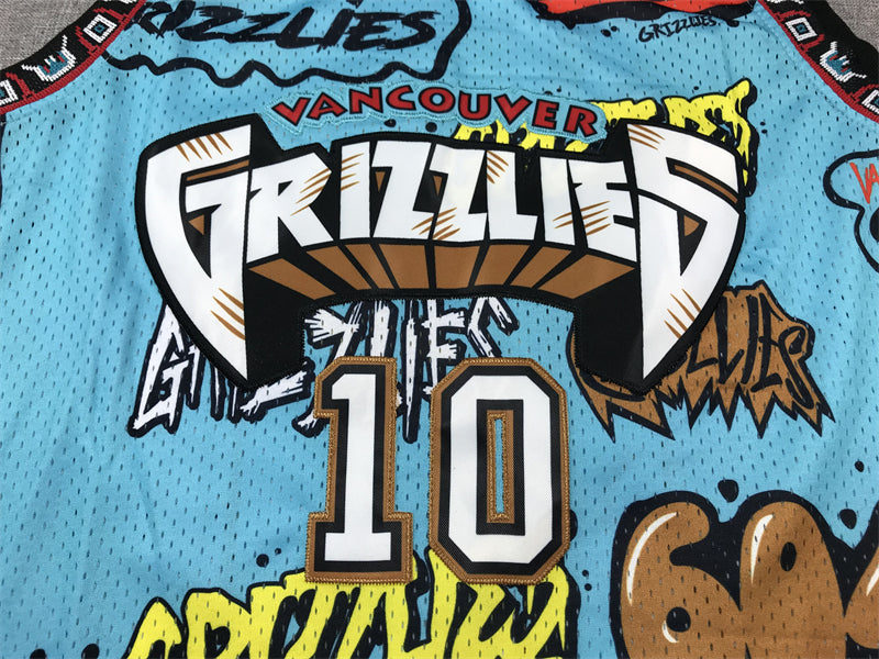 Men's Memphis Grizzlies Mike Bibby #10 Blue Swingman Player Jerseys - Graffiti Edition