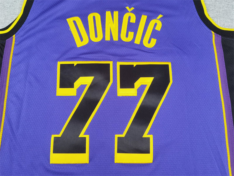 Men's Los Angeles Lakers Luka Doncic #77 Purple Swingman Jerseys - Statement Edition