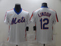 Men's New York Mets Francisco Lindor #12 White Stitched Jerseys