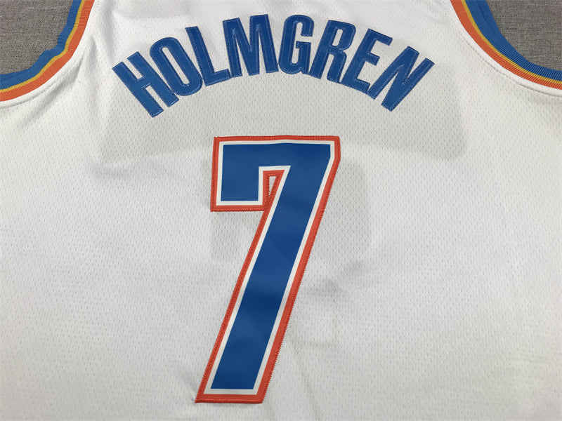 Men's Oklahoma City Thunder Chet Holmgren #7 White Swingman Jerseys - Association Edition