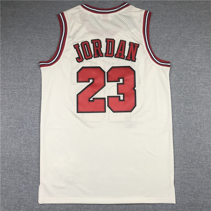 Men's Chicago Bulls Michael Jordan #23 Cream 1995-96 Hardwood Classics Jerseys