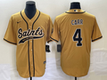 Men's New Orleans Saints Derek Carr #4 Yellow Game Jerseys Joint Edition