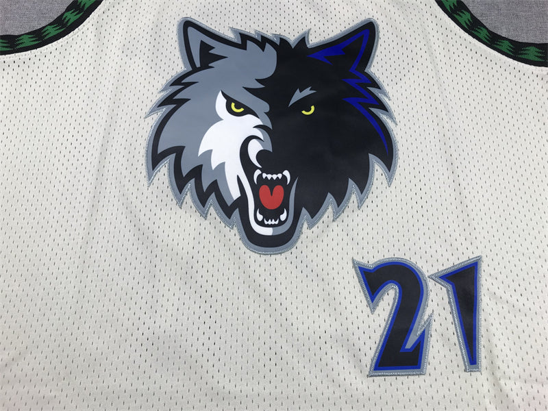 Men's Minnesota Timberwolves Kevin Garnett #21 Cream Hardwood Classics Swingman Jerseys