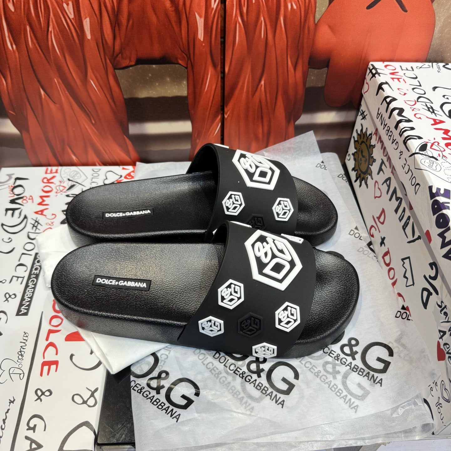 Dolce & Gabbana D&G Logo Print Slide Sandals – Unisex Couple's Summer Slippers