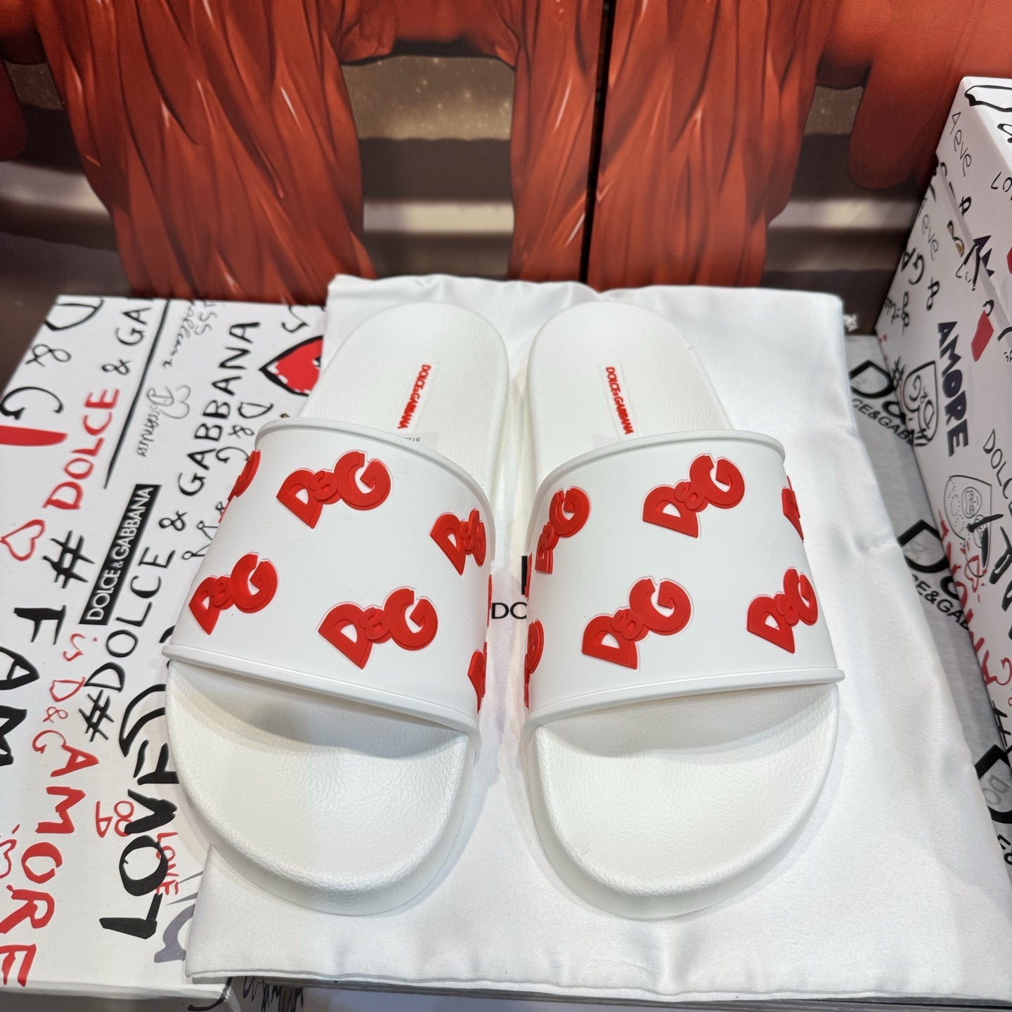 Dolce & Gabbana D&G Logo Print Slide Sandals – Unisex Couple's Summer Slippers