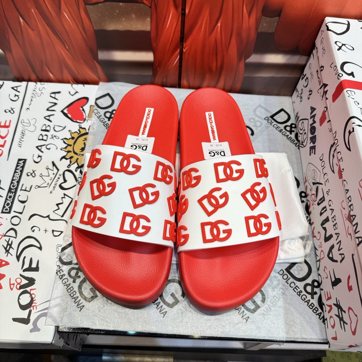 Dolce & Gabbana D&G Logo Print Slide Sandals – Unisex Couple's Summer Slippers