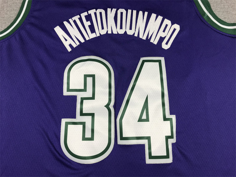 Men's Milwaukee Bucks Giannis Antetokounmpo #34 Purple 2022/23 Swingman Jerseys - Classic Edition