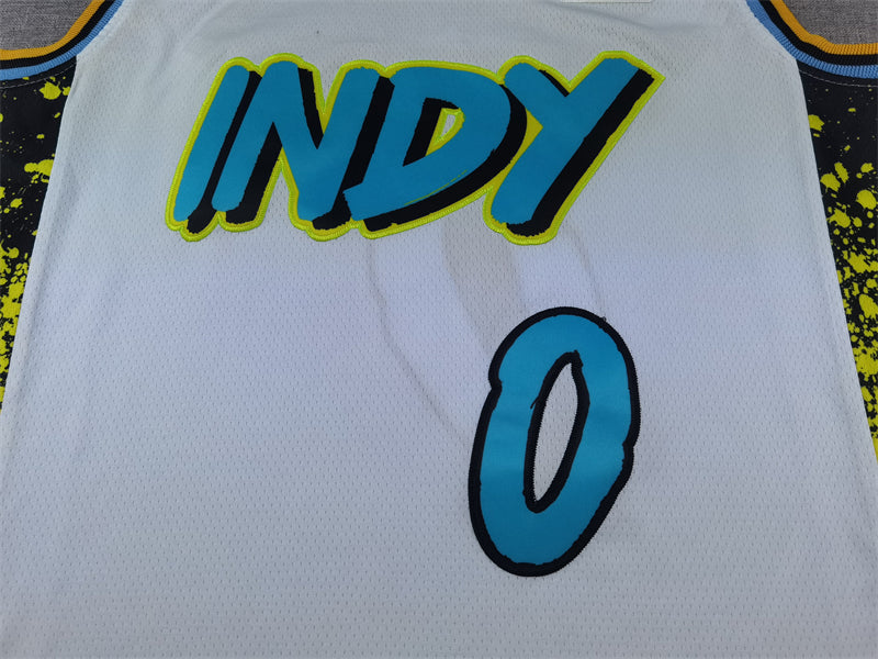Men's Indiana Pacers Tyrese Haliburton #0 White 2024/25 Swingman Player Jerseys - City Edition