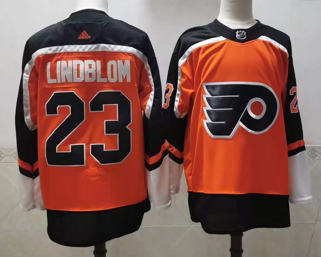 Men's Philadelphia Flyers Oskar Lindblom #23 Orange Replica Player Jerseys